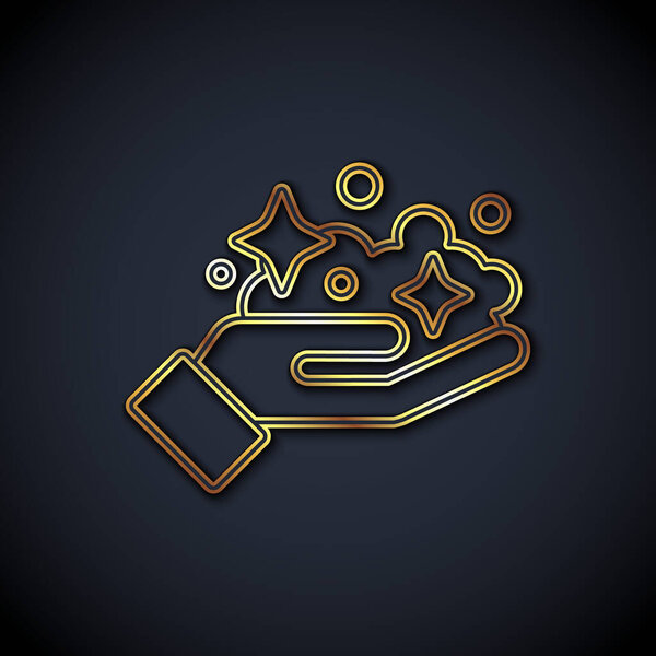Gold line Gold mine icon isolated on black background.  Vector