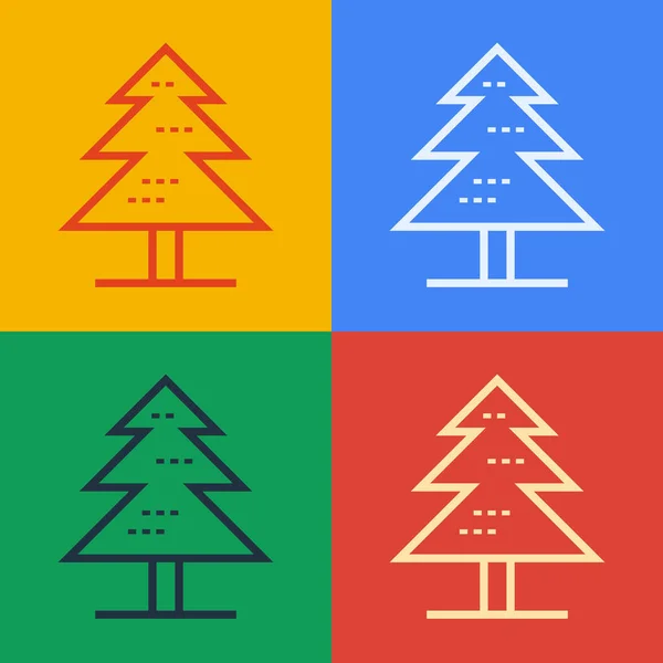 Pop Art Line Icono Árbol Aislado Sobre Fondo Color Símbolo — Vector de stock