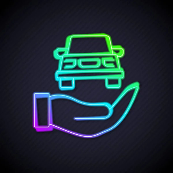 Gloeiende Neon Lijn Auto Service Check Automotive Pictogram Geïsoleerd Zwarte — Stockvector