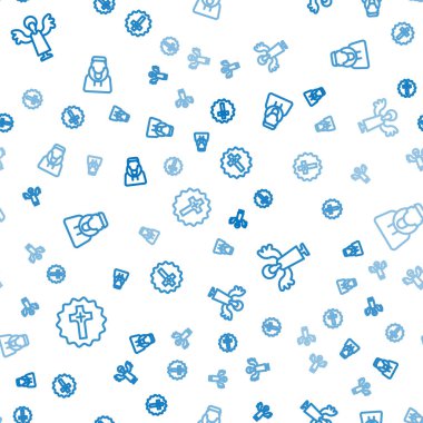 Hristiyan haçı, Angel ve Monk 'u kusursuz bir düzene sokun. Vektör