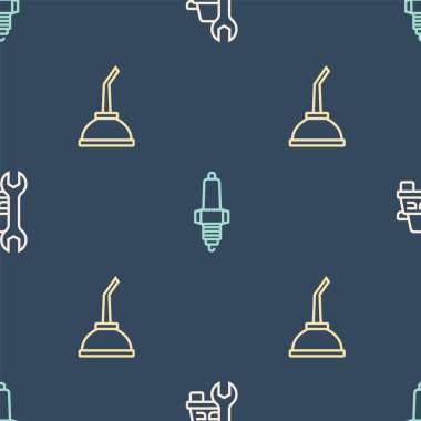 Hat hizmeti, motor yağı için teneke kutu ve dikişsiz şablon için buji ayarlayın. Vektör