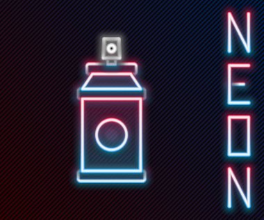 Parlayan neon çizgisi boya kutusu simgesi siyah arkaplanda izole edildi. Renkli taslak konsepti. Vektör İllüstrasyonu.