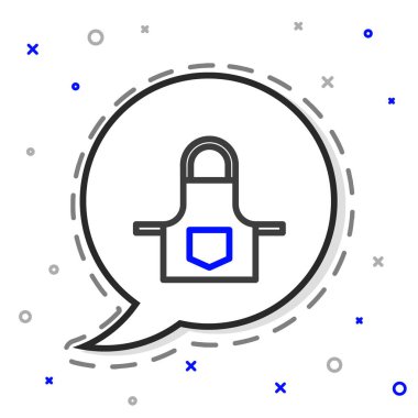 Line Kitchen önlük simgesi beyaz arkaplanda izole edildi. Yemek pişirmek için şef üniforması. Renkli taslak konsepti. Vektör