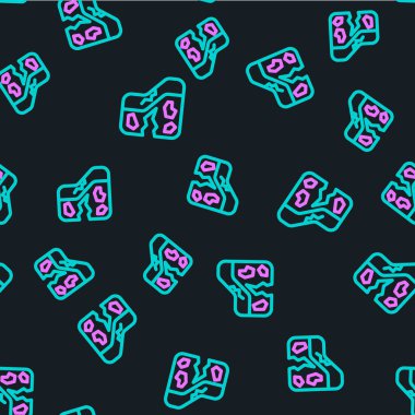 Jeolojik çizgi fay simgesi siyah arkaplanda izole edilmiş. Yapısal jeoloji. Vektör