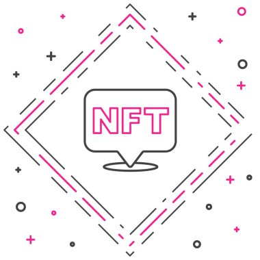 Beyaz arkaplanda NFT dijital şifreleme resim simgesi izole edildi. Para iadesi olmayan jeton. Renkli taslak konsepti. Vektör