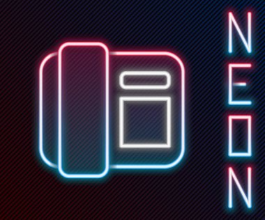 Parlayan neon hattı telefon ahizesi simgesi siyah arkaplanda izole edildi. Telefon işareti. Renkli taslak konsepti. Vektör