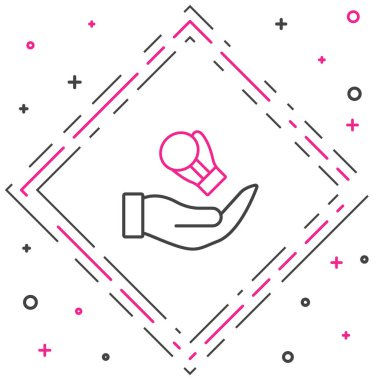 Beyaz arkaplanda çizgi boks eldiveni simgesi izole edildi. Renkli taslak konsepti. Vektör