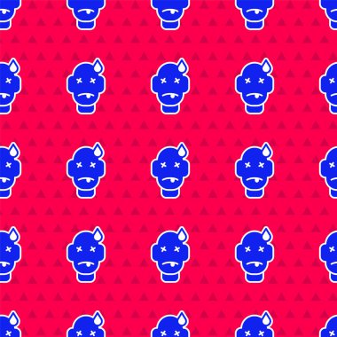 Mavi Adam 'ın zehirleme ikonu kırmızı arka planda izole edilmiş pürüzsüz desen. Vektör