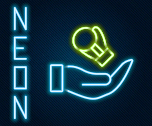Glödande Neon Line Boxningshandske Ikon Isolerad Svart Bakgrund Färgstarkt Skisskoncept — Stock vektor