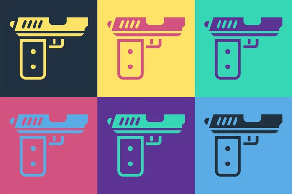 Pop Art Pistol Gun Icon Isolated Color Background Police Military — Stock Vector