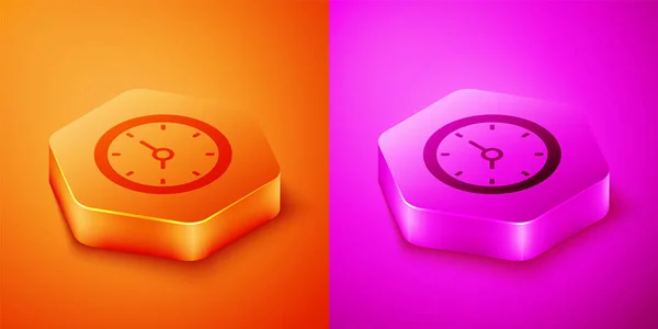 Ισομετρική Εικόνα Ρολογιού Που Απομονώνεται Πορτοκαλί Και Ροζ Φόντο Σύμβολο — Διανυσματικό Αρχείο