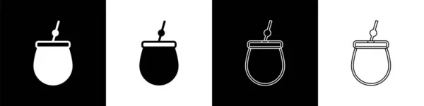 Ορισμός Εικονίδιο Mate Τσάι Απομονώνονται Μαύρο Και Άσπρο Φόντο Διάνυσμα — Διανυσματικό Αρχείο