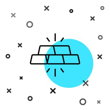 Siyah çizgi altın çubuk simgesi beyaz arkaplanda izole edildi. Bankacılık işi konsepti. Rastgele dinamik şekiller. Vektör