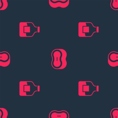 Bir şişe votka ve bar sabunu, pürüzsüz desenli. Vektör