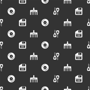 Küpeleri, disketi, vinili ve saç fırçasını kusursuz şekilde ayarla. Vektör