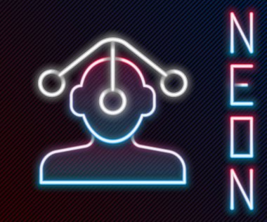 Parlayan neon hattı Hipnoz simgesi siyah arkaplanda izole edildi. Renkli taslak konsepti. Vektör