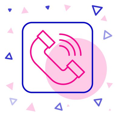 Telefon ahizesi simgesi beyaz arkaplanda izole edildi. Telefon işareti. Renkli taslak konsepti. Vektör