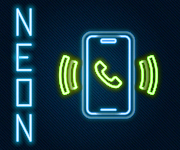 Parlayan Neon Hattı Telefon Saat Destek Ikonu Siyah Arkaplanda Izole — Stok Vektör