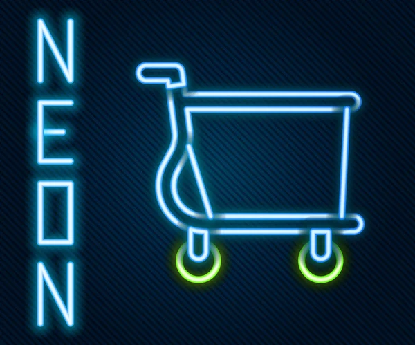 明亮的霓虹灯线购物车图标隔离在黑色背景 网上购物的概念 送货服务标志 超级市场篮子的象征 五彩缤纷的概念 — 图库矢量图片