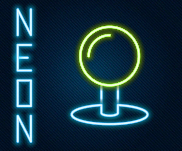 Parlayan Neon Çizgisi Siyah Arkaplanda Push Pin Simgesi Izole Edildi — Stok Vektör