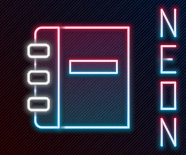 Linea Neon Luminosa Icona Del Notebook Isolata Sfondo Nero Icona — Vettoriale Stock
