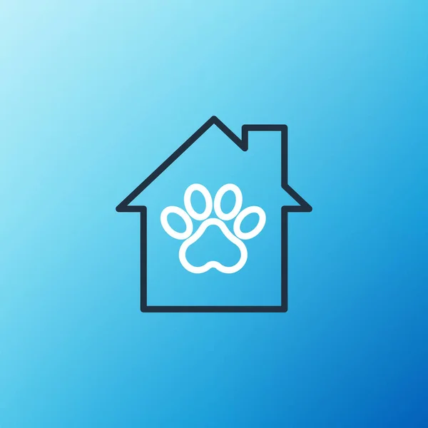 Line Pet House Ikona Izolowana Niebieskim Tle Kolorowy Koncept Wektor — Wektor stockowy