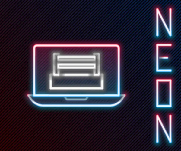 Leuchtende Neonfarbene Boxring Show Laptop Symbol Auf Schwarzem Hintergrund Buntes — Stockvektor