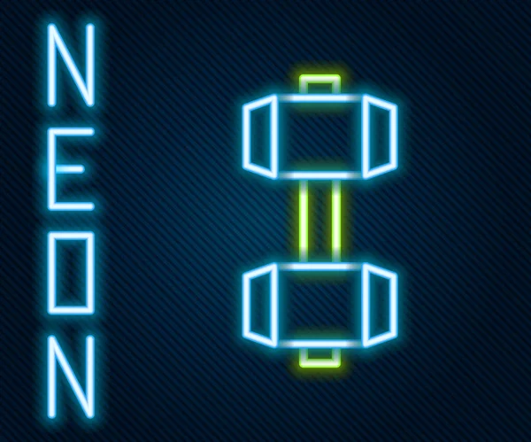 Gloeiende Neon Lijn Dumbbell Icoon Geïsoleerd Zwarte Achtergrond Spieren Optillen — Stockvector