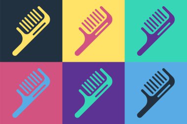 Pop sanat saç fırçası ikonu renk arkaplanında izole edilmiş. Taraklı saç işareti. Berber sembolü. Vektör