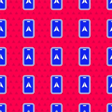 Şehir haritası yön bulma simgesinin mavi bilgileri kırmızı arkaplanda izole edilmiş. Mobil Uygulama Arayüzü tasarımı. Coğrafi konsept. Vektör