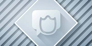 Kağıt kesiği konuşma balonu sohbet simgesi gri arkaplanda izole. İleti simgesi. İletişim ya da yorum sohbet sembolü. Kağıt sanatı tarzı. Vektör