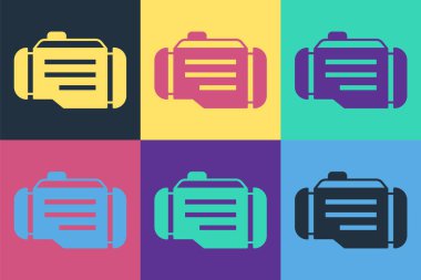 Pop Art Check motor simgesi renk arkaplanında izole edildi. Vektör