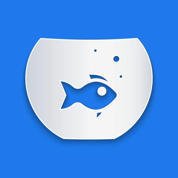 Χαρτί Κοπεί Ενυδρείο Ψάρια Εικόνα Απομονώνονται Μπλε Φόντο Στρογγυλό Γυάλινο — Διανυσματικό Αρχείο