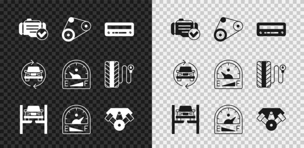 Zestaw Sprawdź Silnik Zestaw Paska Rozrządu Dźwięk Samochodu Naprawa Samochodu — Wektor stockowy