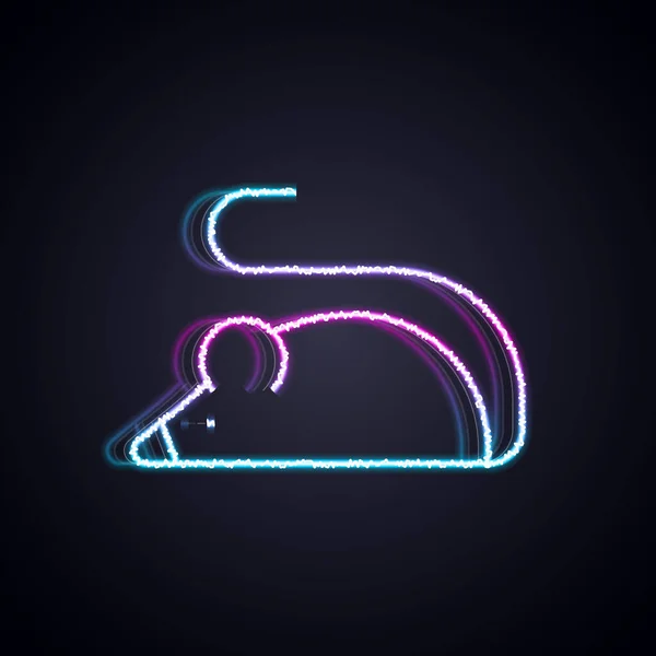 ネオンラインを光る黒の背景に単離された実験的なマウスアイコン ベクトル — ストックベクタ
