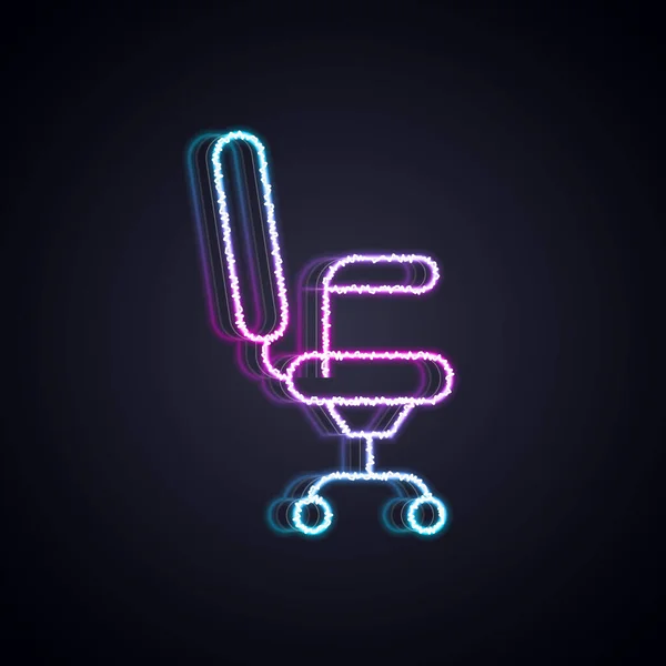 Zářící Neonová Čára Ikona Kancelářské Židle Izolovaná Černém Pozadí Vektor — Stockový vektor