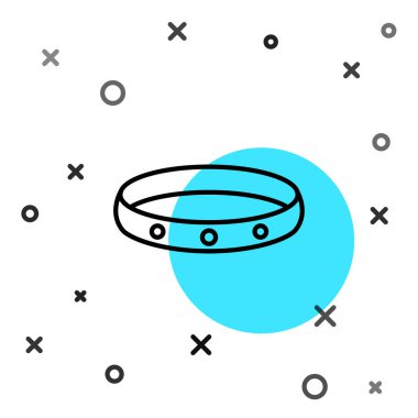 Siyah çizgi altın yüzük simgesi beyaz arkaplanda izole edildi. Rastgele dinamik şekiller. Vektör