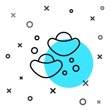 Beyaz arka planda siyah çizgi Çin fal kurabiyesi ikonu var. Geleneksel Asya. Rastgele dinamik şekiller. Vektör