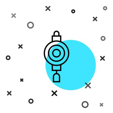 Beyaz zemin üzerinde siyah çizgi Çin kağıt fener ikonu izole. Rastgele dinamik şekiller. Vektör