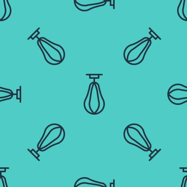 Siyah çizgi Kum Torbası simgesi yeşil arka planda izole edilmiş pürüzsüz desen. Vektör