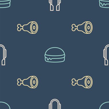 Misket maşası, tavuk bacağı ve Burger 'ı kusursuz bir şekilde dizin. Vektör