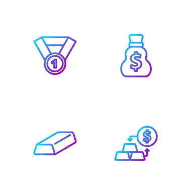 Altın bozdurma parası, çikolata, madalya ve moruk. Renk simgeleri. Vektör