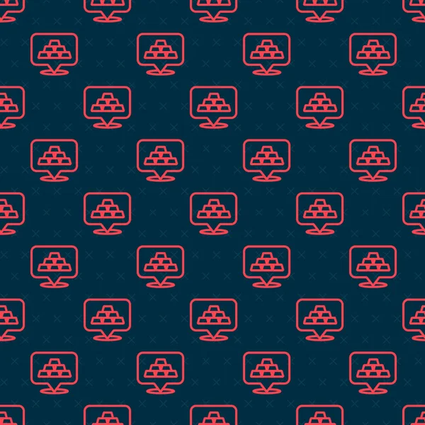 Kırmızı çizgi altın çubuk simgesi siyah arkaplanda izole edilmiş. Bankacılık işi konsepti. Vektör