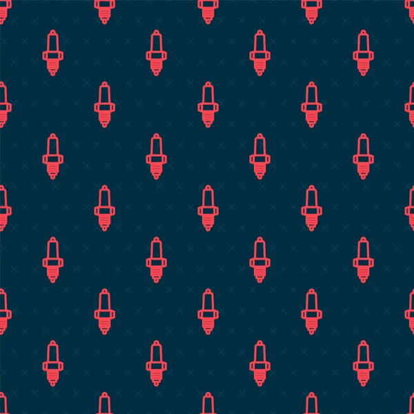 Kırmızı çizgi araba buji simgesi siyah arka planda izole edilmiş. Araba elektrikli mumu. Vektör