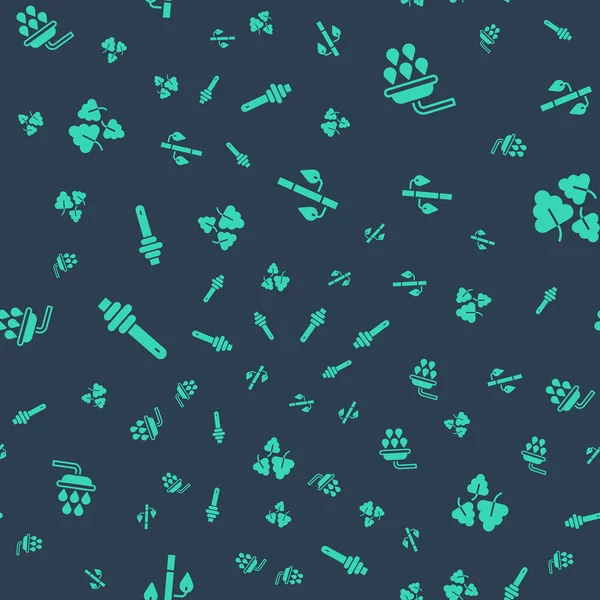 Bambu, duş, ballı çubuk ve meşe yaprağını dikişsiz desene ayarlayın. Vektör