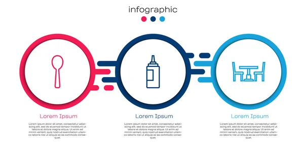 Set Line Spoon Sauce Bottle Wooden Table Chair Business Infographic — Stock Vector