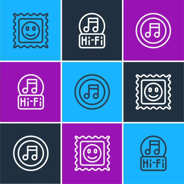 LSD asit damgası, nota, ton ve simge ayarlayın. Vektör