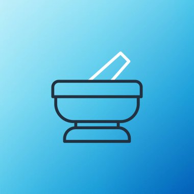 Hat havanı ve tokmak simgesi mavi arkaplanda izole edildi. Renkli taslak konsepti. Vektör