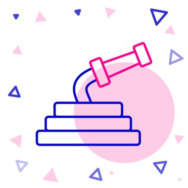 Hat Bahçesi hortumu simgesi beyaz arkaplanda izole edildi. Sprey tabanca ikonu. Su ekipmanları. Renkli taslak konsepti. Vektör