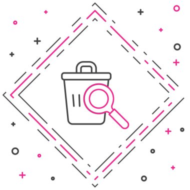 Sokaklardaki çöp tenekelerinde yiyecek aramak beyaz arka planda izole edilmiş bir ikon. Evsizlik ve yoksulluk kavramı. Renkli taslak konsepti. Vektör